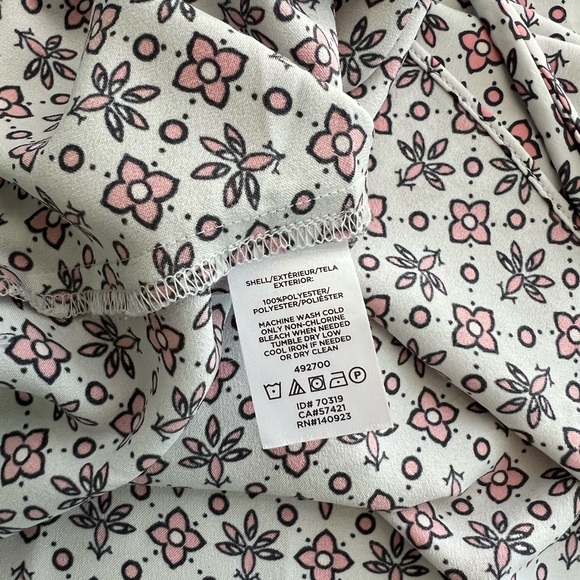 LOFT Outlet Floral Print V-neck Drawstring Mini Dress Medium Petite - Picture 5 of 6